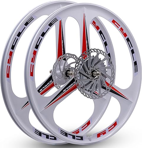 BBR Tuning Llantas de bicicleta de 26 pulgadas  Juego de ruedas blancas resistentes de 3 radios  Ruedas de bicicleta de montaña Beach Cruiser  Rueda