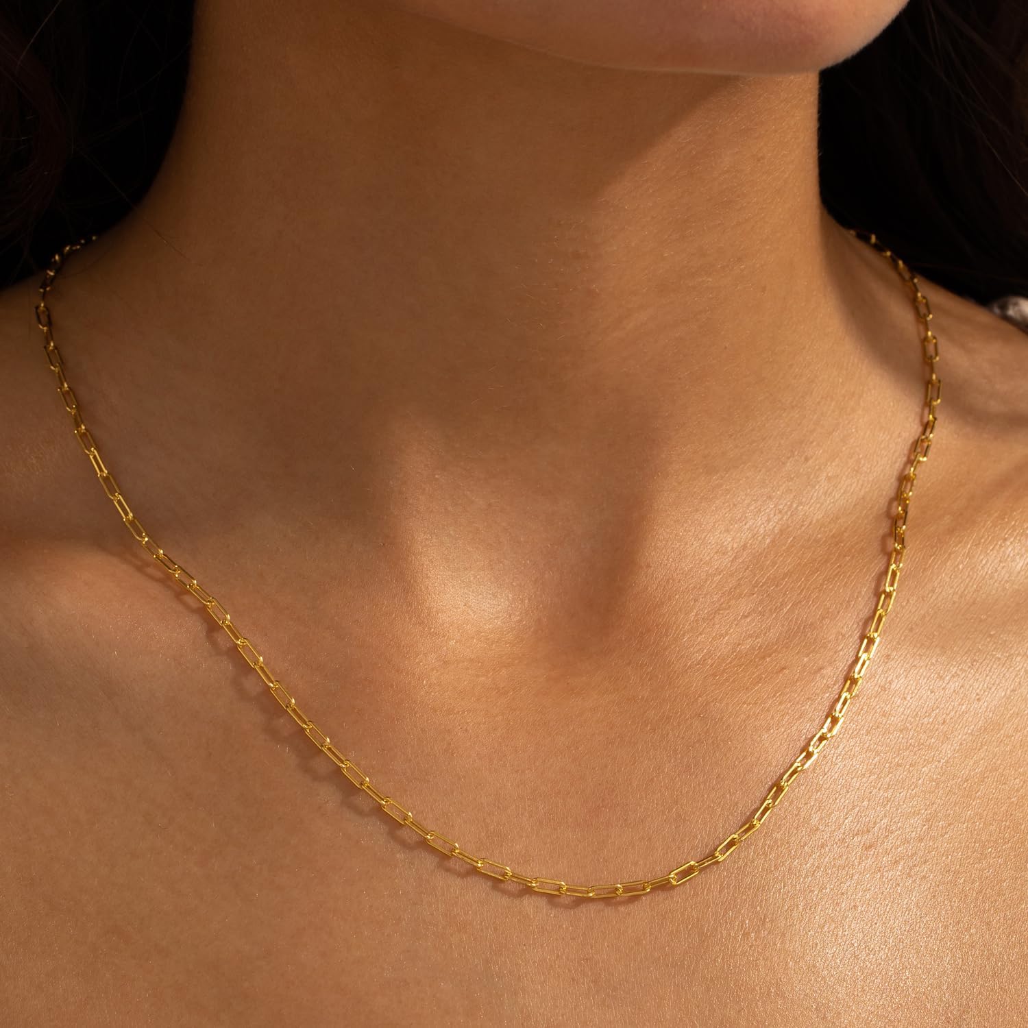 925 Sterling Silver Necklace for Women 18K Gold Paperclip Chain 2.5mm Men Necklaces Italian Rhodium Plated 16 18 20 22 24 26 Chains Nano Protection Hypoallergenic - Image 3