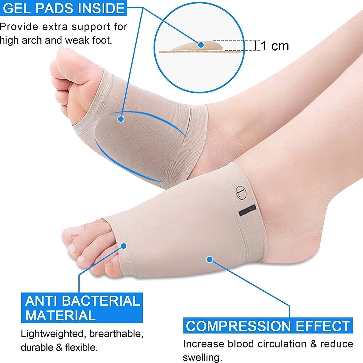 KRIDEZ Foot Care Plantar Fasciitis Arch Support Sleeves for foot pain,muscle relaxation with soft Neoprene Cushion for Women & Men Feet Orthopedic Pad,Free Size-1 Pair 4