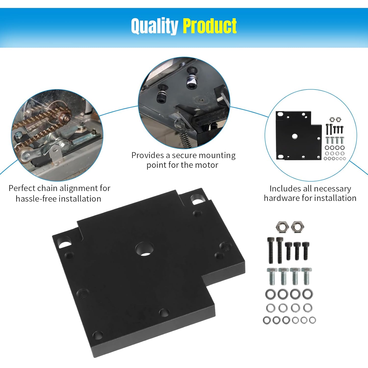 Upgraded Motor Adapter Plate for Razor MX350 / MX450 / Pocket Mod | Fits MY1020 48V 1000W Brush Motor | Black CNC Mounting Bracket Kit