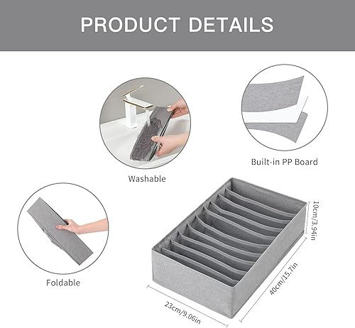 Miniatura 4 de Qozary Paquete de 4 organizadores de cajones para ropa 10 rejillas plegables para cajones de aparador organizador de ropa para ropa plegada