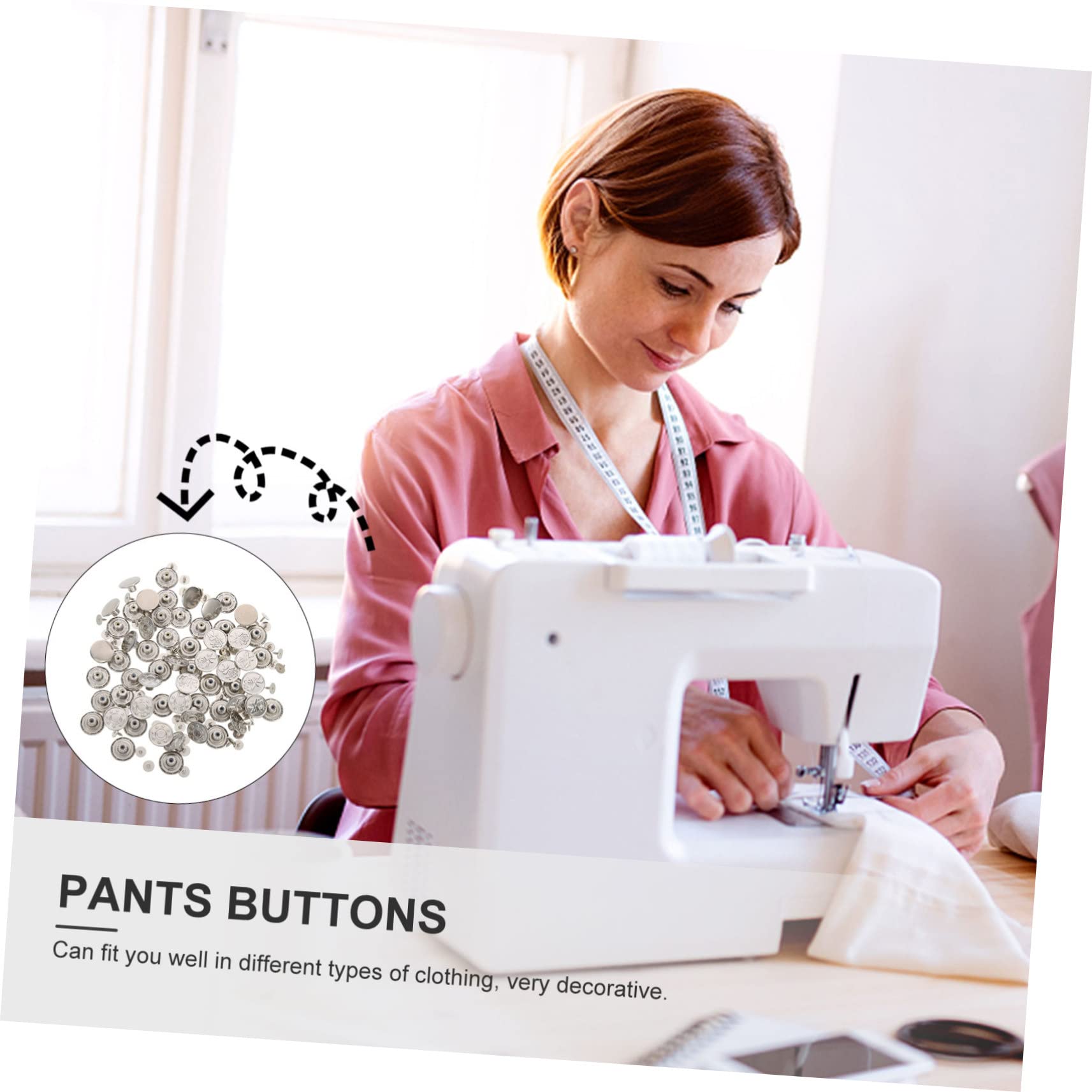 SHINEOFI 240pezzi Bottoni Per Pantaloni Chiusure Regolabili Per Vita Jeans Design Senza Chiodi Facili Da Installare e Rimuovere Per Adulti