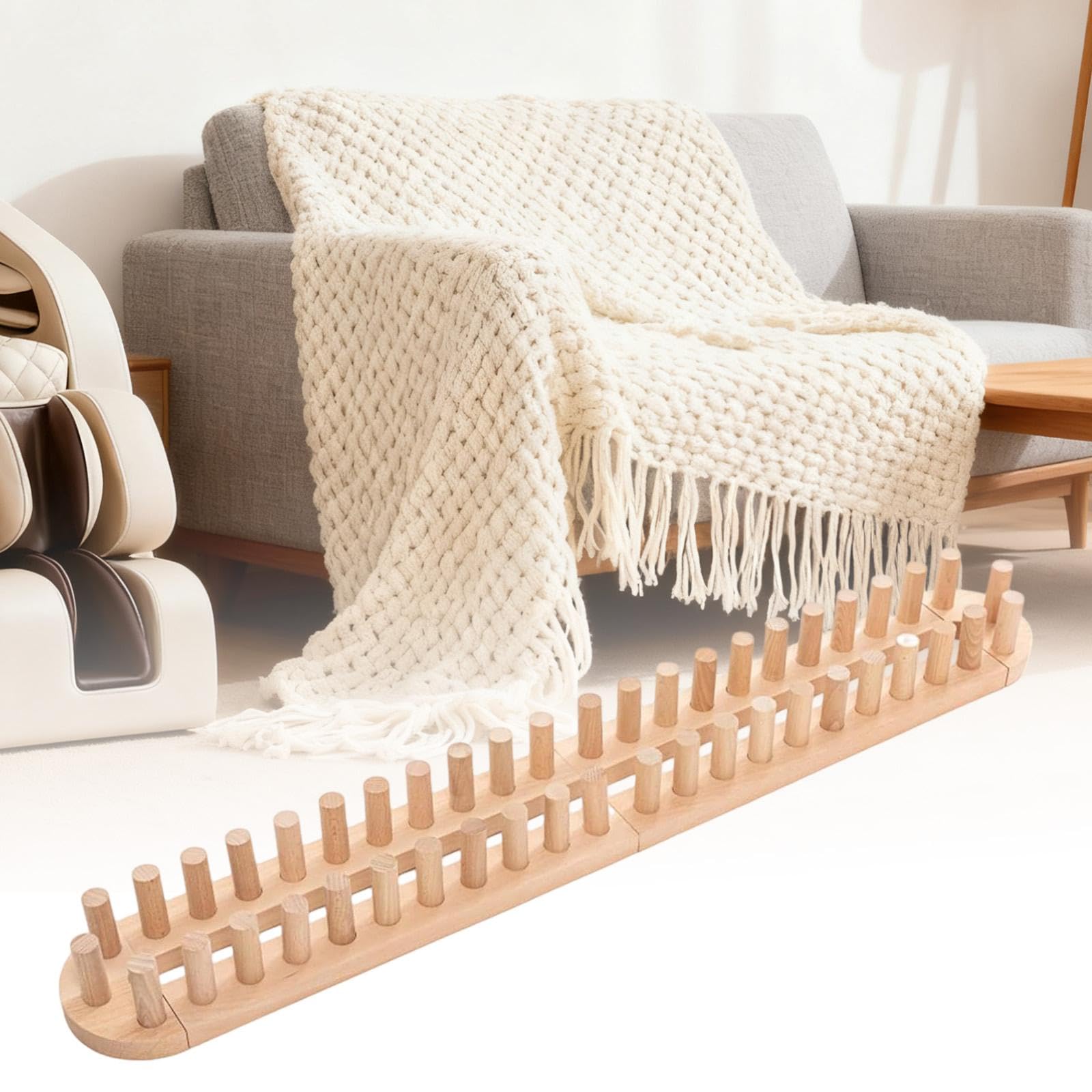 Artigianato per maglieria in fibra naturale, tessitura fai da te per principianti, montaggio semplice, tempo libero creativo con filo, coperte da fare da solo, 4 tratti