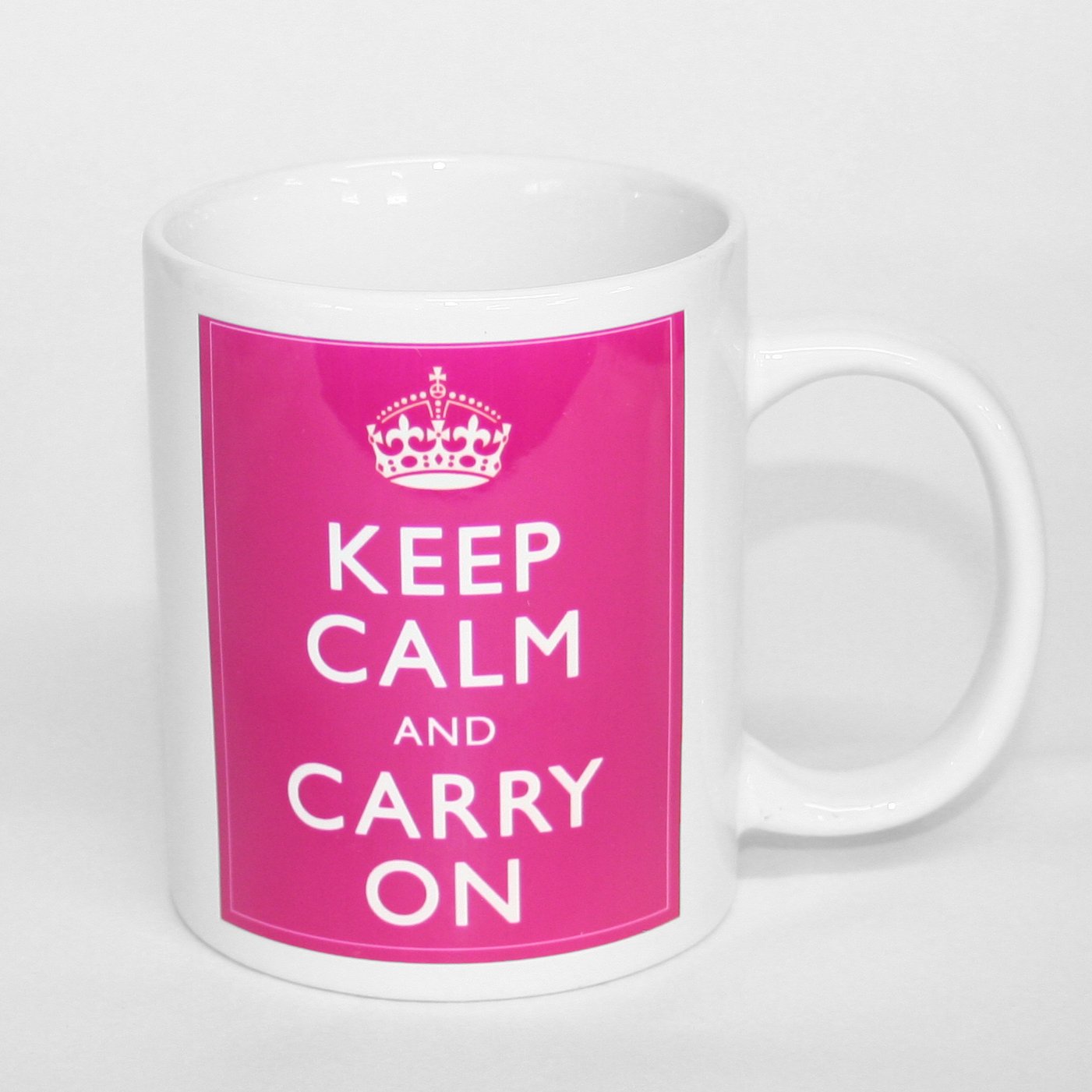 Mugs N Kisses Fuchsia,Pink Keep Calm And Carry On' Slogan Poster On A 11Oz Ceramic Mug In Pink Fuchsia - Treat Republic Range - Mother's Day, Birthday, Christmas Office Tea Coffee Gift 11Oz Ceramic Mug