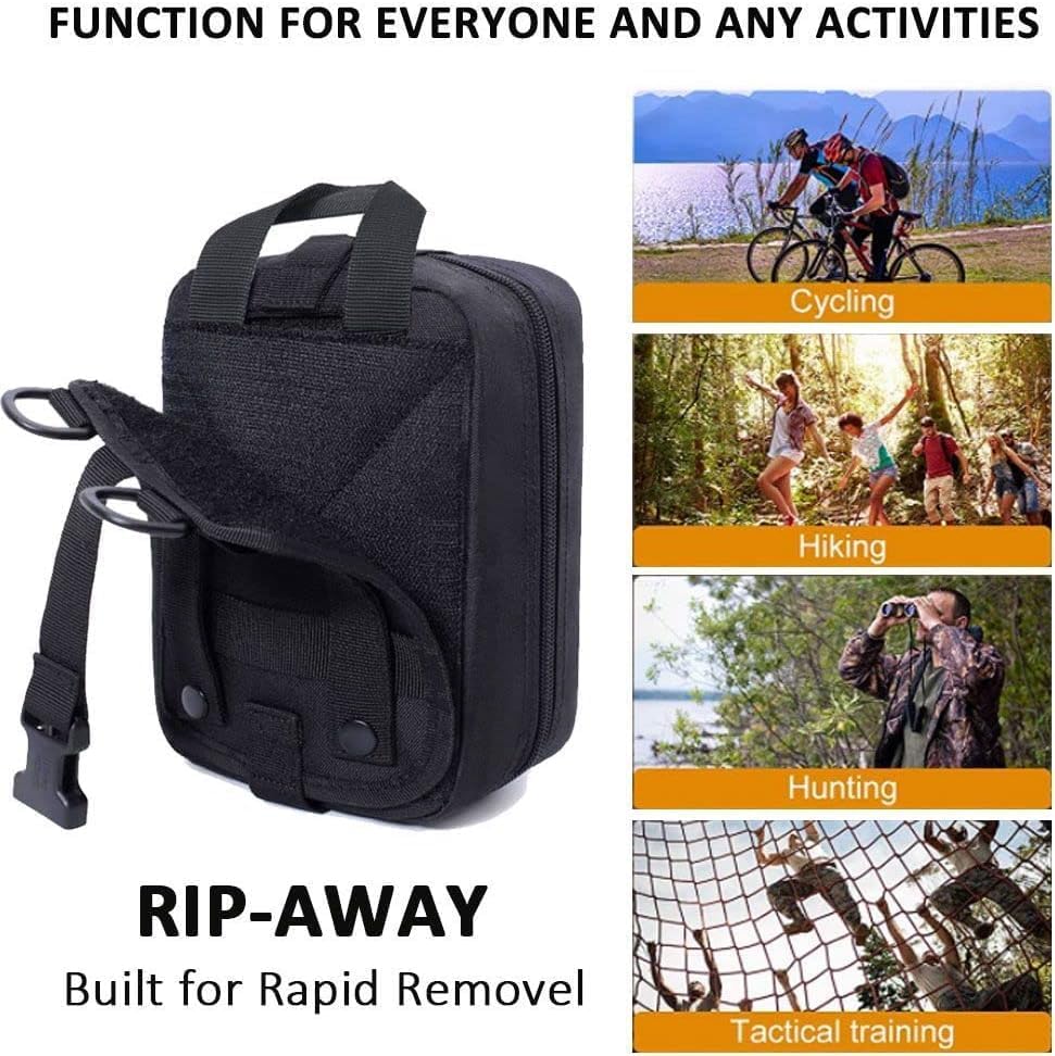 Miniatura 4 de Kit de Trauma Ifak, 74 Piezas de Suministros Tácticos de Primeros Auxilios Mejorados, Bolsa Molle Ifak Rip Away Suministros de Repuesto para