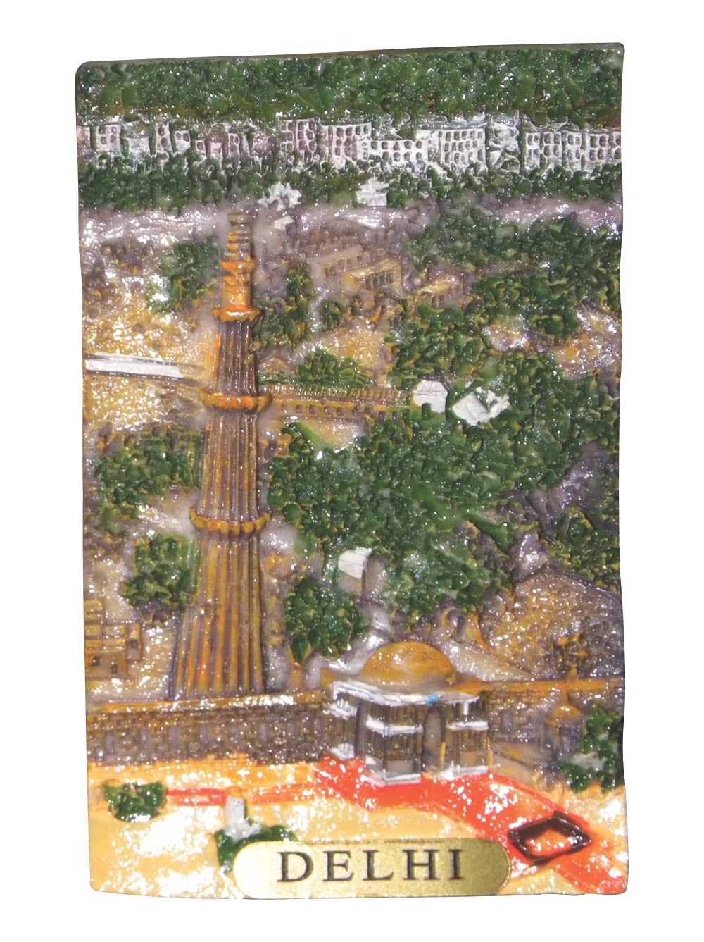 LION SOUVENIRS Polyresin Traditional Design Qutub Minar, Delhi Fridge Magnet, Travel Souvenir Fridge Magnet for Home Decoration & Gifting (Multicolour, Size: 5.08 x 7.62 cm) (LIONS_FM_PR40)