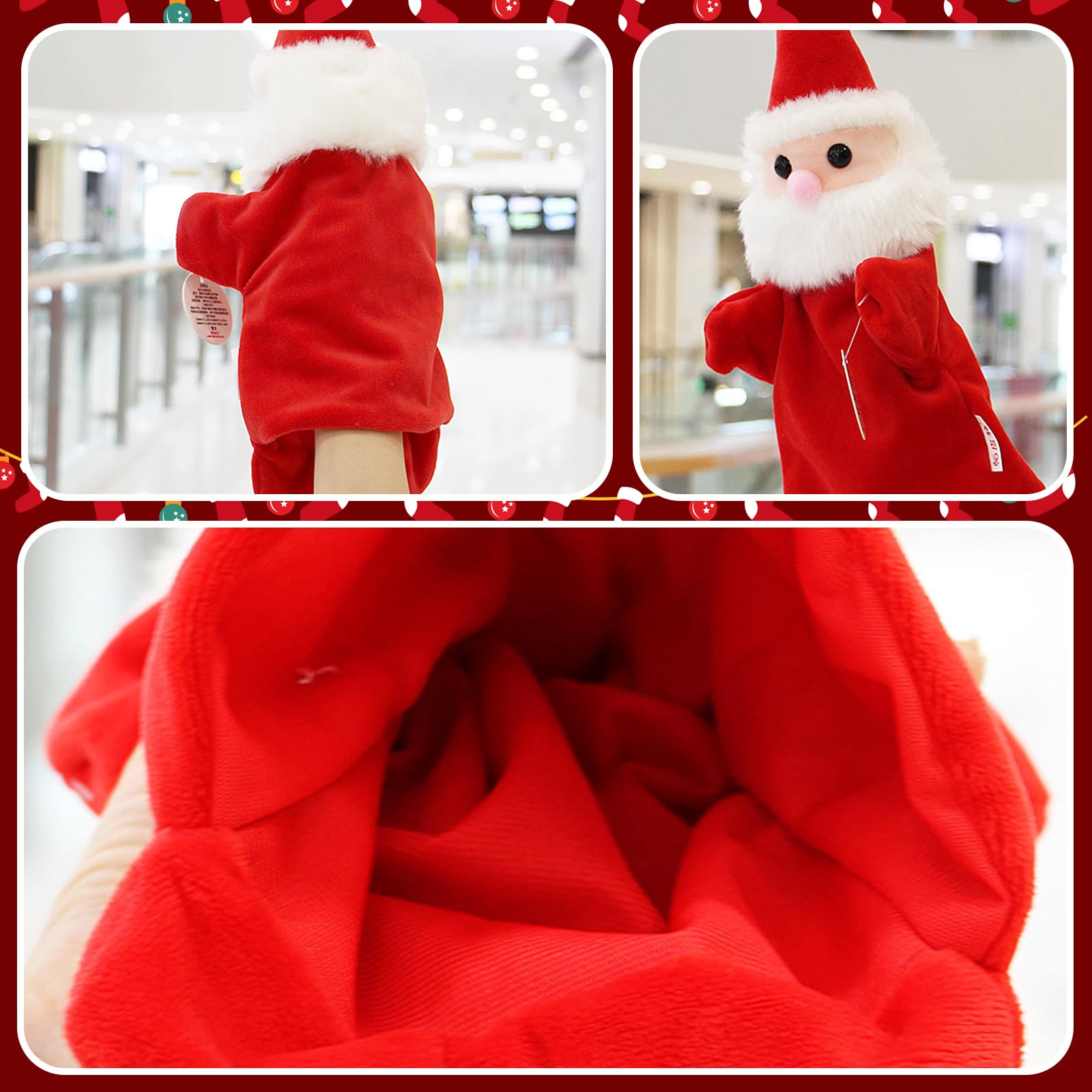 ISAKEN Weihnachtsmann Plüsch-Handpuppe | Weiche Rollenspiel-Puppe Für Geschichtenerzählen & Kinder-Unterricht (28 Cm)