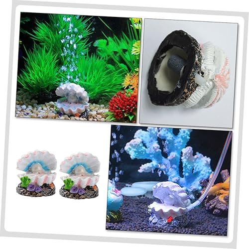 Miniatura 2 de Happyyami Acuario Ornamento 2 unids Jardín Peces Decoración Equipo Resina Bubble Stone White Fish Tank Paisajismo