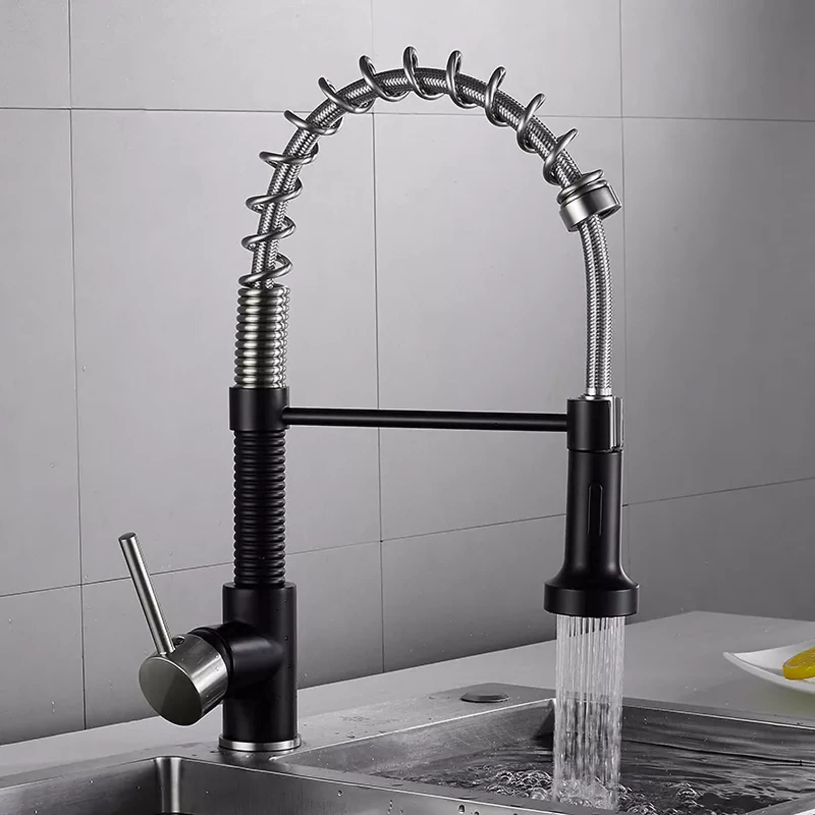 Robinet d'évier de cuisine extractible double jet chaud et froid