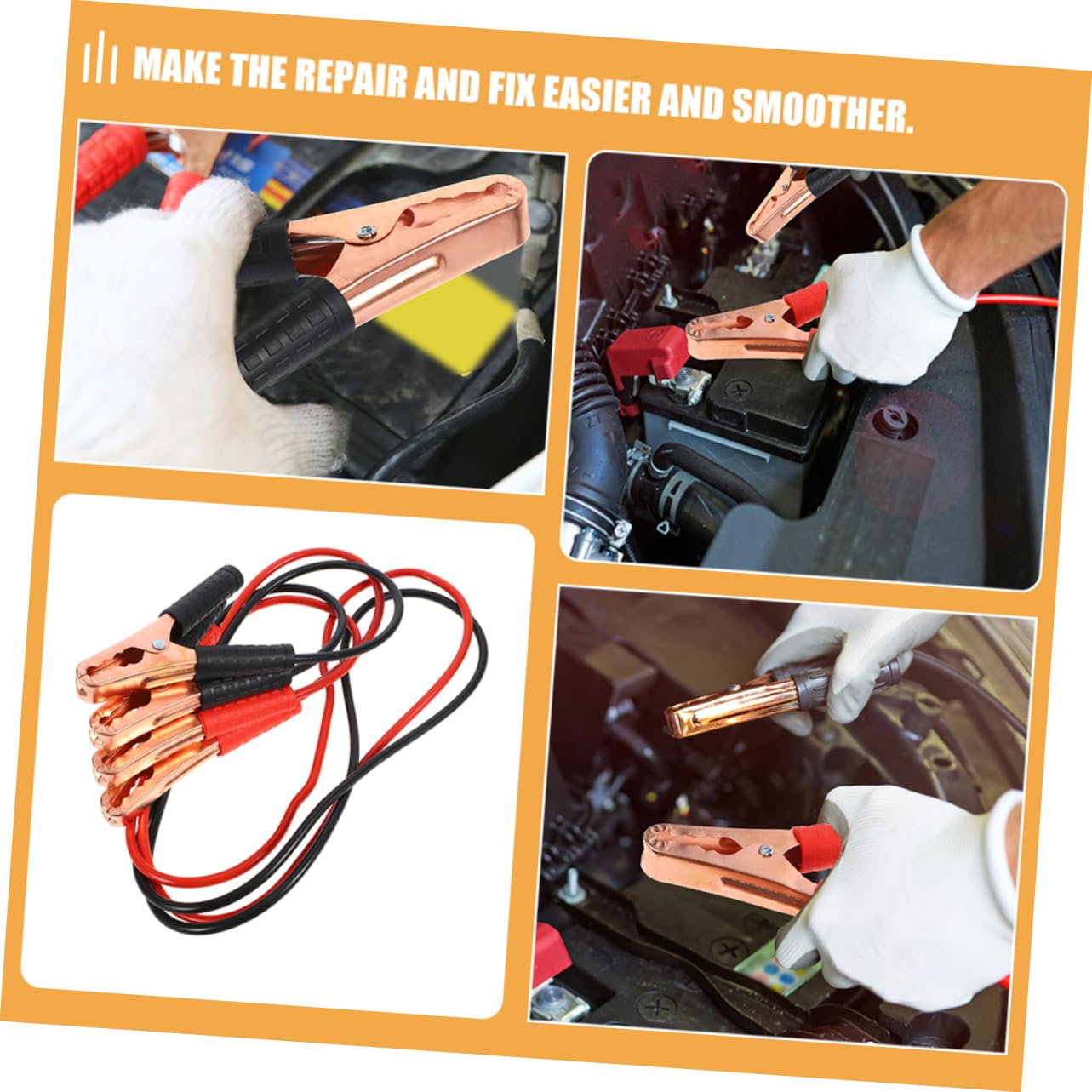 2piezas Cable De Batería Para Coche Cables De Abrazaderas Kit De Emergencia