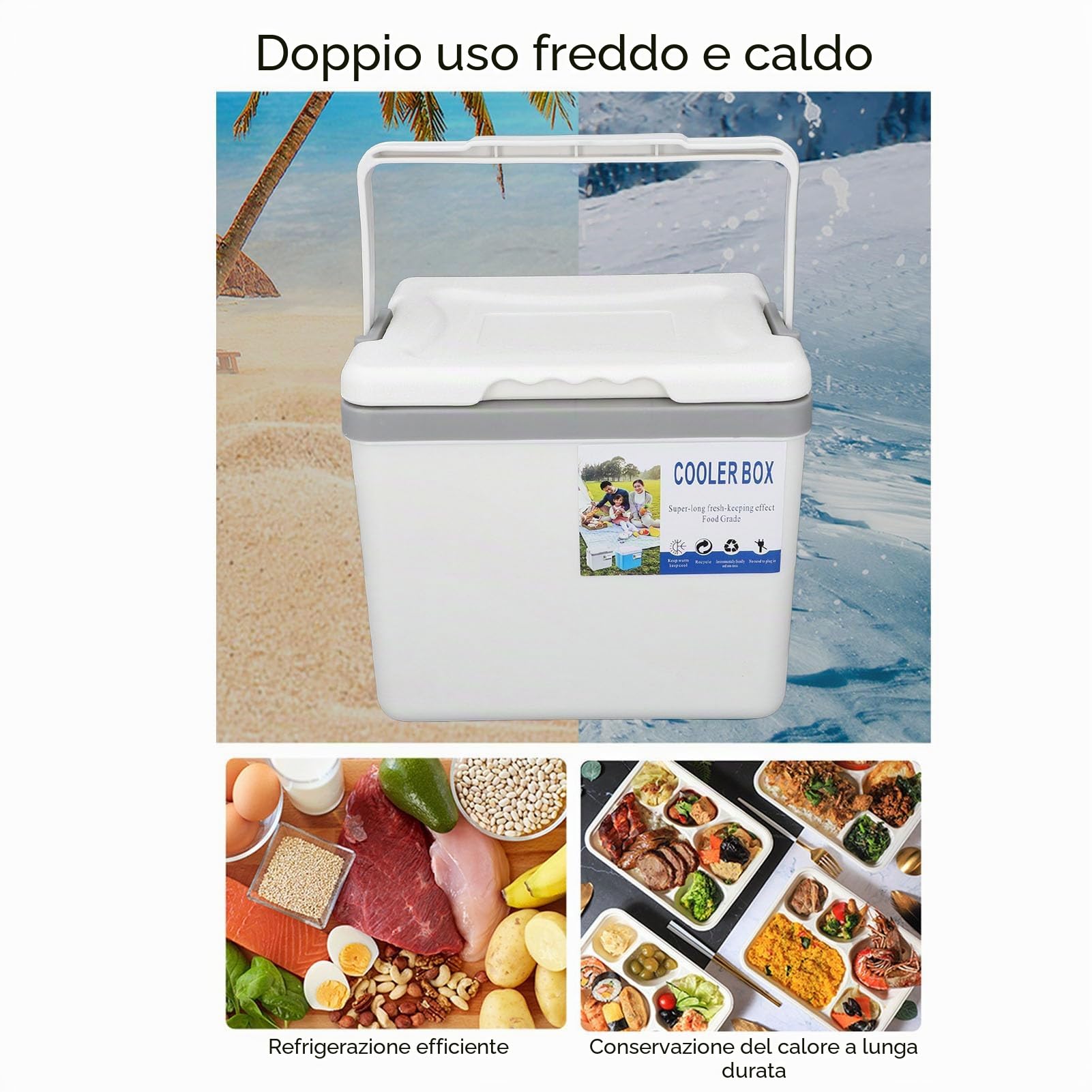 Borsa frigo portatile coibentata, scatola frigo da 6 litri, borsa frigo da campeggio, borsa termica rigida per pranzo coibentata con ritenzione di ghiaccio e maniglie resistenti