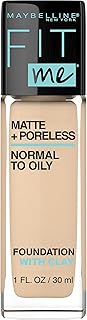 Maybelline Fit Me Matte + Poreless Liquid Foundation Makeup, Light Beige, 1 fl; oz; Oil-Free Foundation