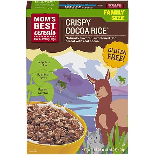 Miniatura 4 de Moms Best crujiente cereal de arroz de cacao sin gluten Kosher sin jarabe de maíz de alta fructosa hecho con cacao real caja de 175 oz paquete de 14