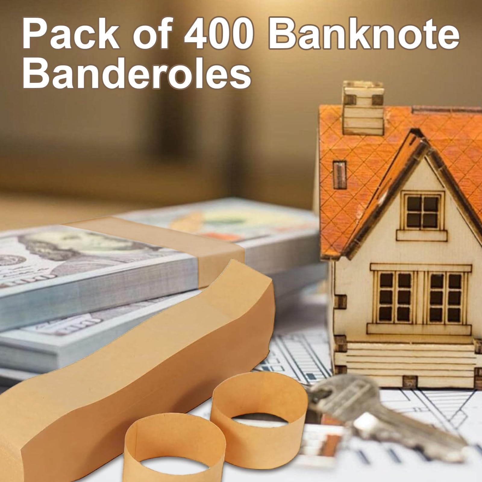 400 Autoadhesivas para Billetes - Bandas de Dinero En Blanco para Billetes - Ideal para Organizar Y Agrupar Efectivo, Optimizando La ClasificacióN de Divisas Bancarias