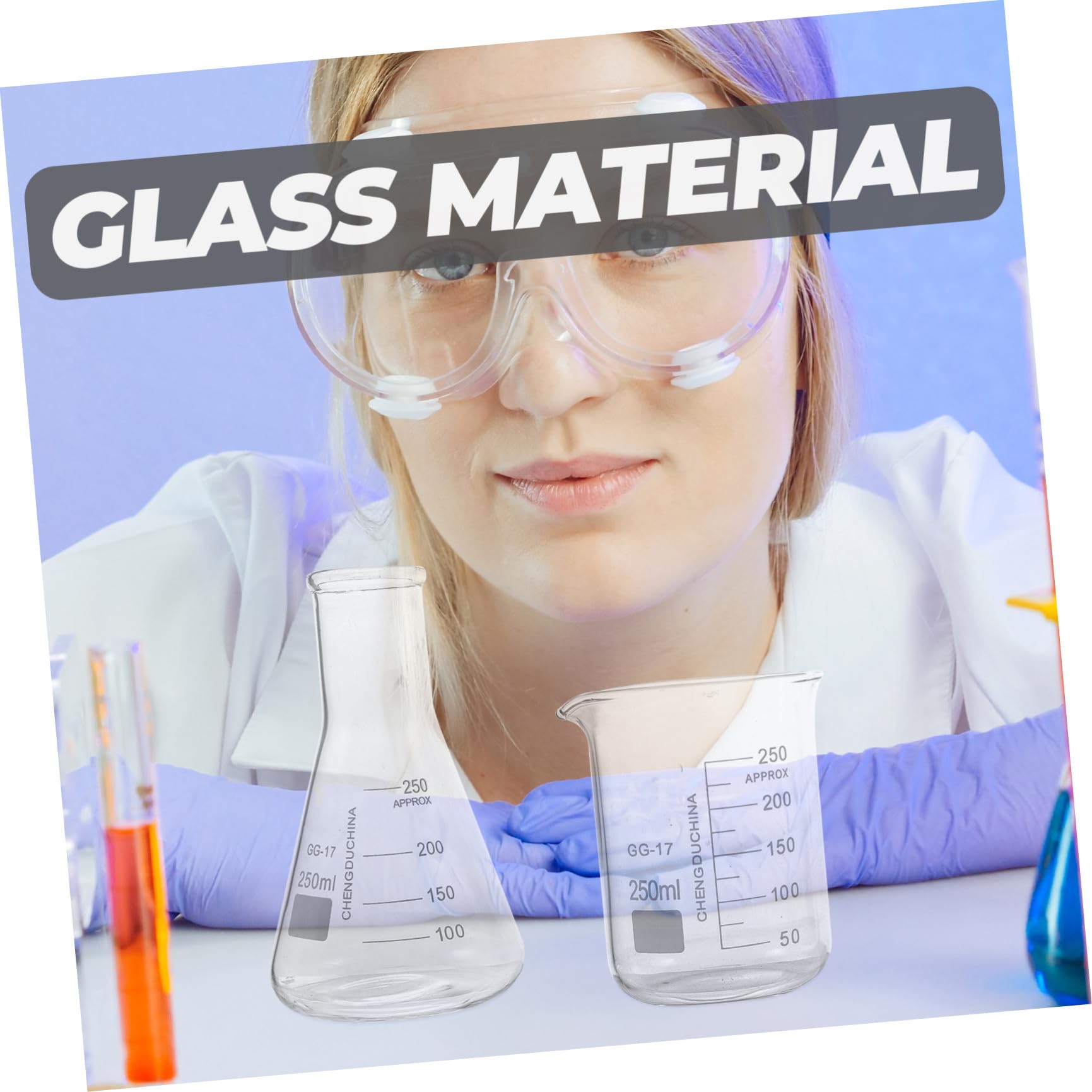 LIFKOME Bicchieri Graduati di Vetro Set di 9 Pezzi per Laboratorio Scientifico da 50ml a 250ml, Scala Chiara senza Perdite Laterali per Applicazioni Scientifiche