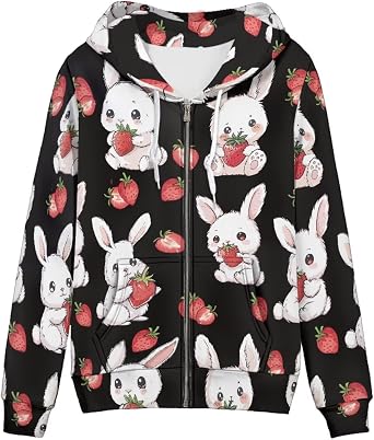 Loose Fit Zip Up Hoodies for Women Comfy Soft Floral Animal Hoodie with Pocket Women Graphic Sweatshirt