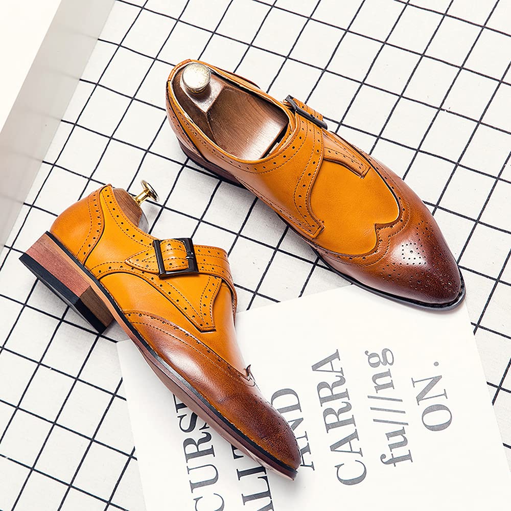 HuitJours Oxford-Schuhe für Herren, Mehrfarbig, Brogues, Flügelspitzen, Schnürung, Patchwork, zweifarbig, farblich passend, gestanzt, runde Zehenpartie, A-Multicolor, 40 EU