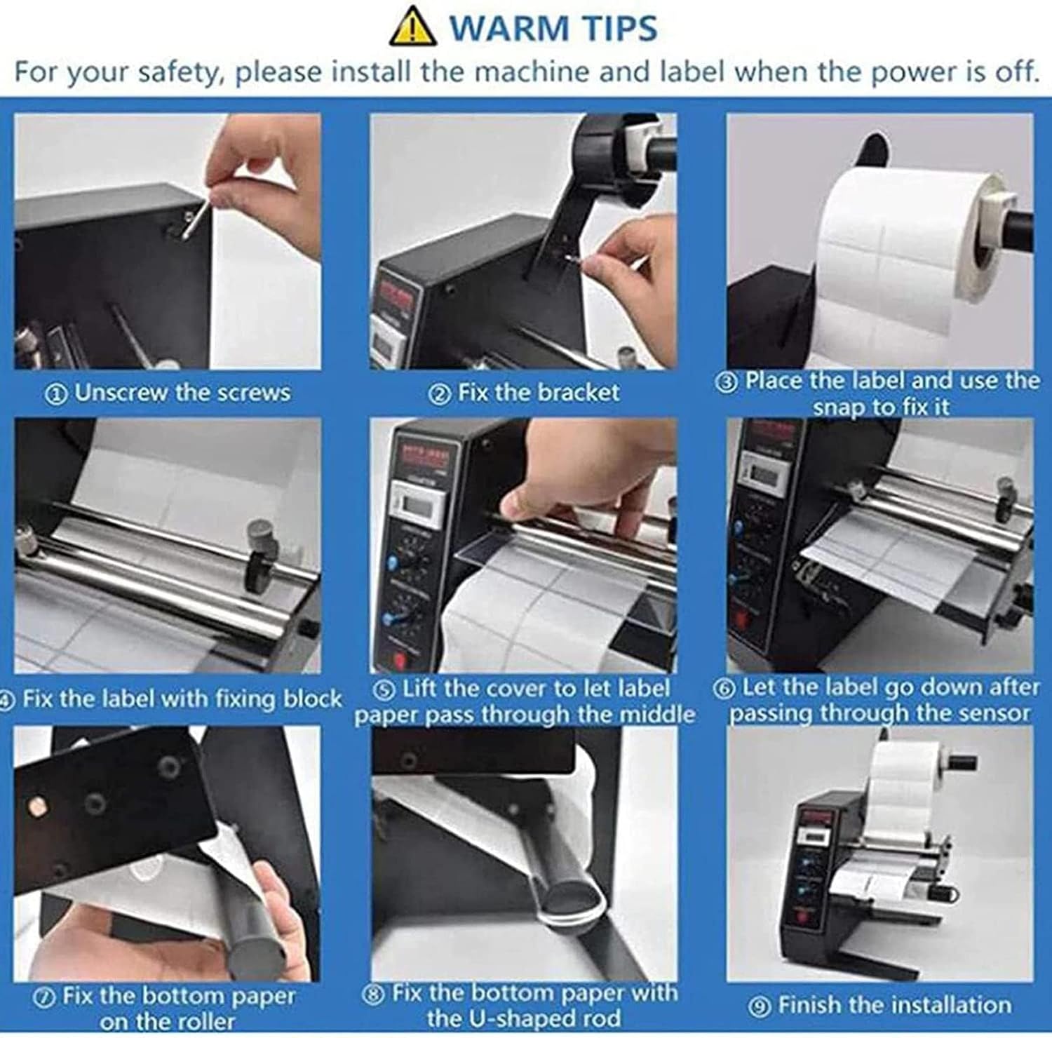 Automatic Label Peeling Machine, Intelligent Induction Separator,1-8m/min Portable Label Separator, Width: 6-140mm, 0-999999 Automatic Count, for Pharmacy, Factory, Logistics