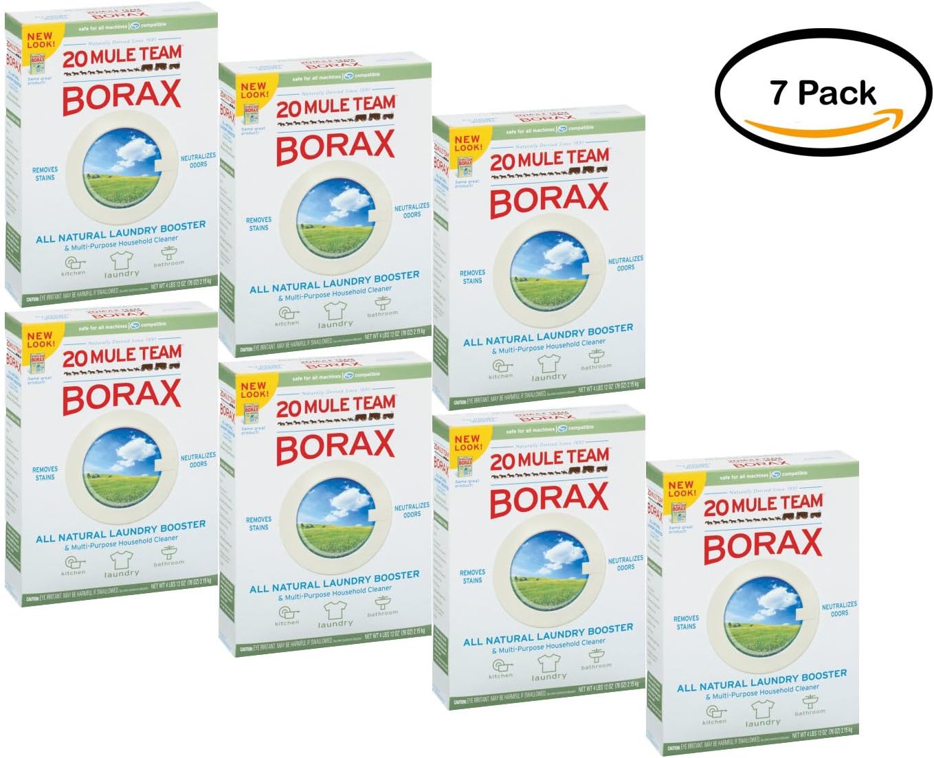PACK OF 7-20 Mule Team Borax Detergent Booster & Multi-Purpose Household Cleaner 65 oz. Box