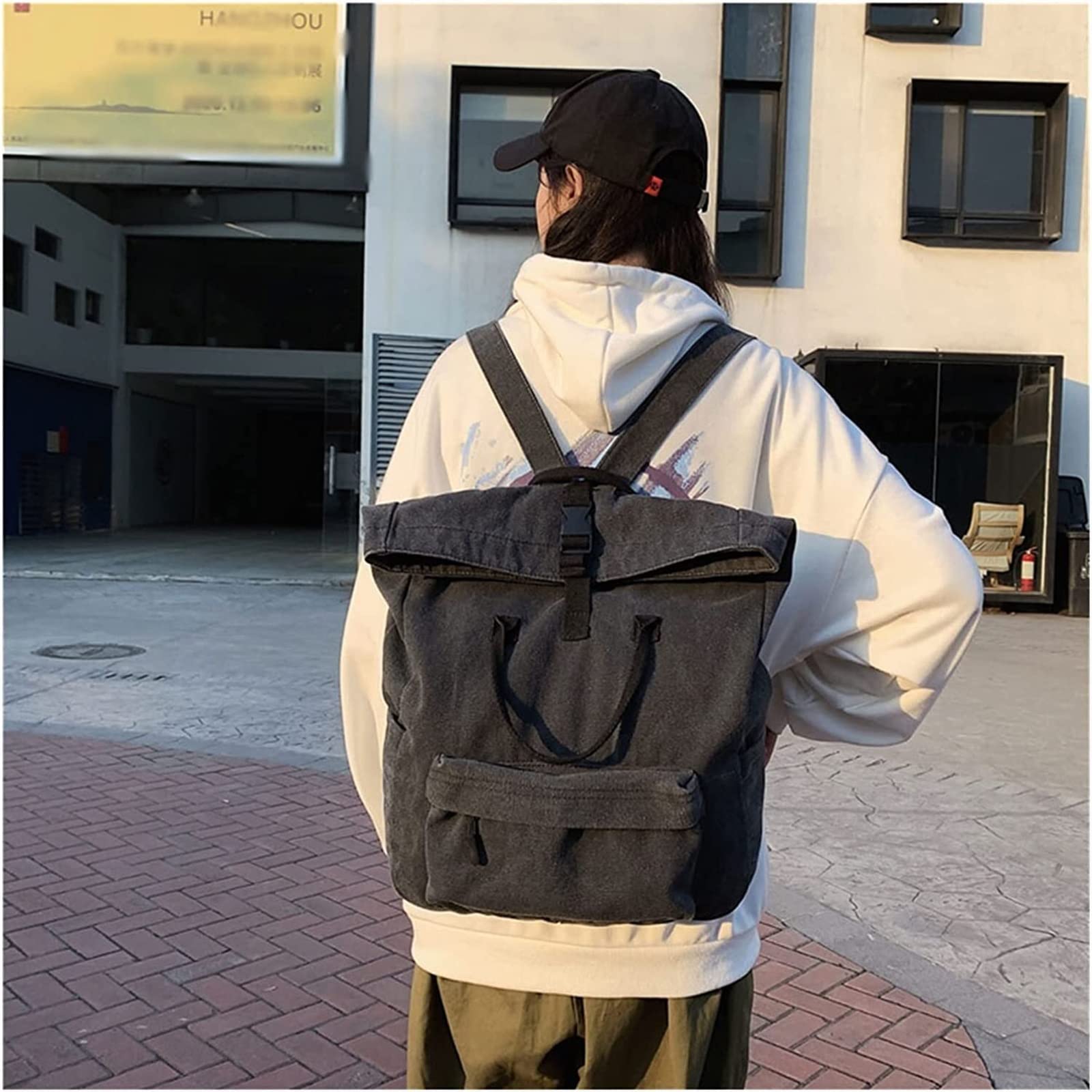 Torba szkolna plecak studencki podróżny płócienna torba na laptopa modny plecak (kolor: B, rozmiar: 34 * 12 * 49 cm)