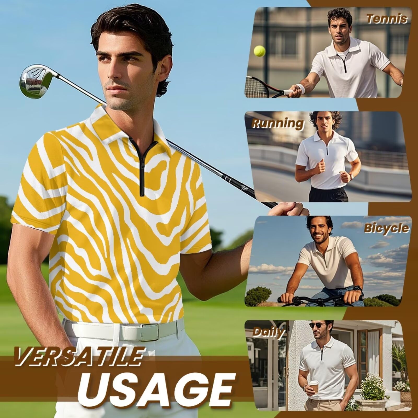 Herren Sommer Poloshirts Slim Fit Golf Shirts Casual Top Kurzarm T-Shirt Beachwear für Business Urlaub