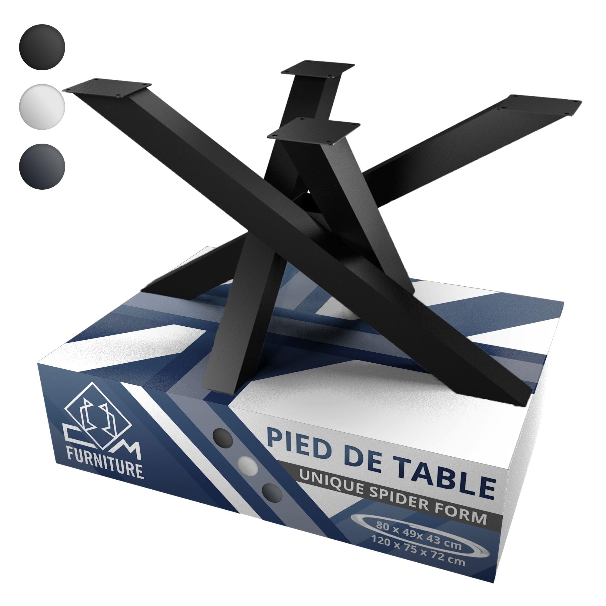 Pied de table basse noir mikado spider 43 cm de hauteur pour piètement table à café salon