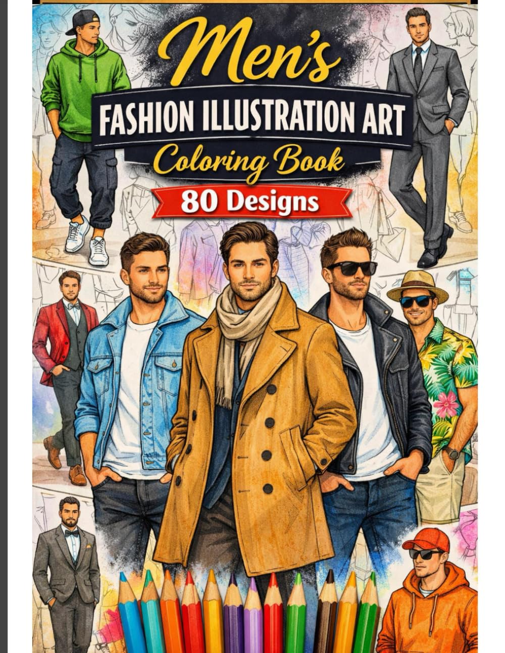 Men’s Fashion Illustration Art Coloring Book – 80 Stylish Outfit Designs for Relaxation and Creativity