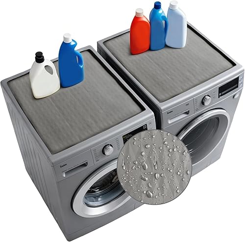 2 protectores superiores para lavadora y secadora, 25.6 x 23.6 pulgadas, fundas de silicona para lavadora y secadora, impermeable, antideslizante, a