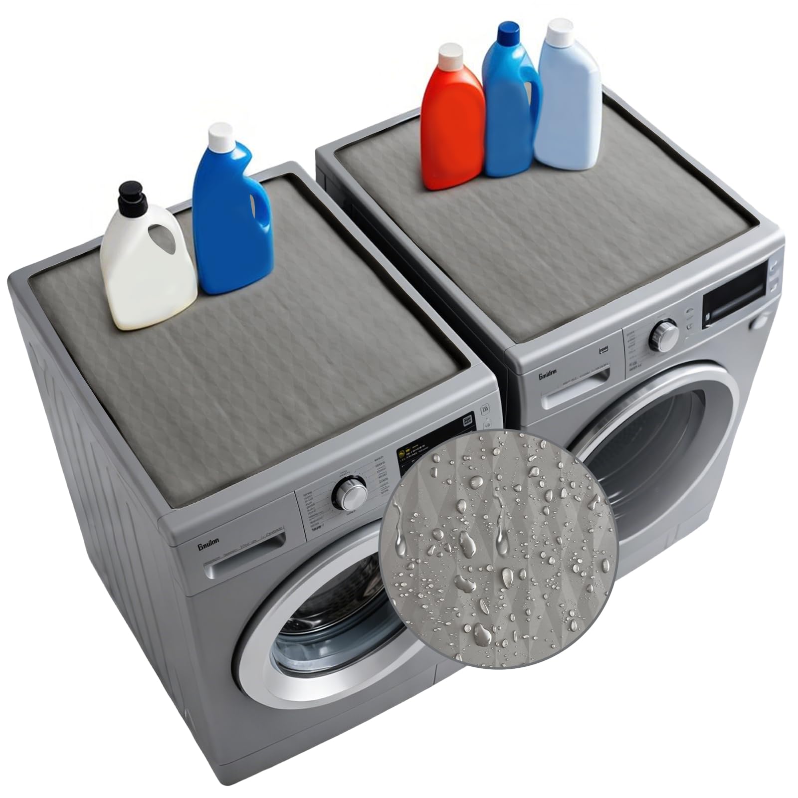 2 PCS Washer and Dryer Top Protector, 25.6''x 23.6'' Silicone Covers Mat for Washer and Dryer Top, Waterproof Anti-Slip Dust-Proof Dryer Mat for Top