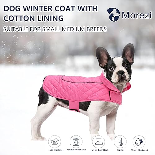 Miniatura 2 de Abrigos cálidos para perros, chaquetas resistentes al agua con agujero para arnés a rayas reflectantes, abrigo para cachorros, apto para Yorkie