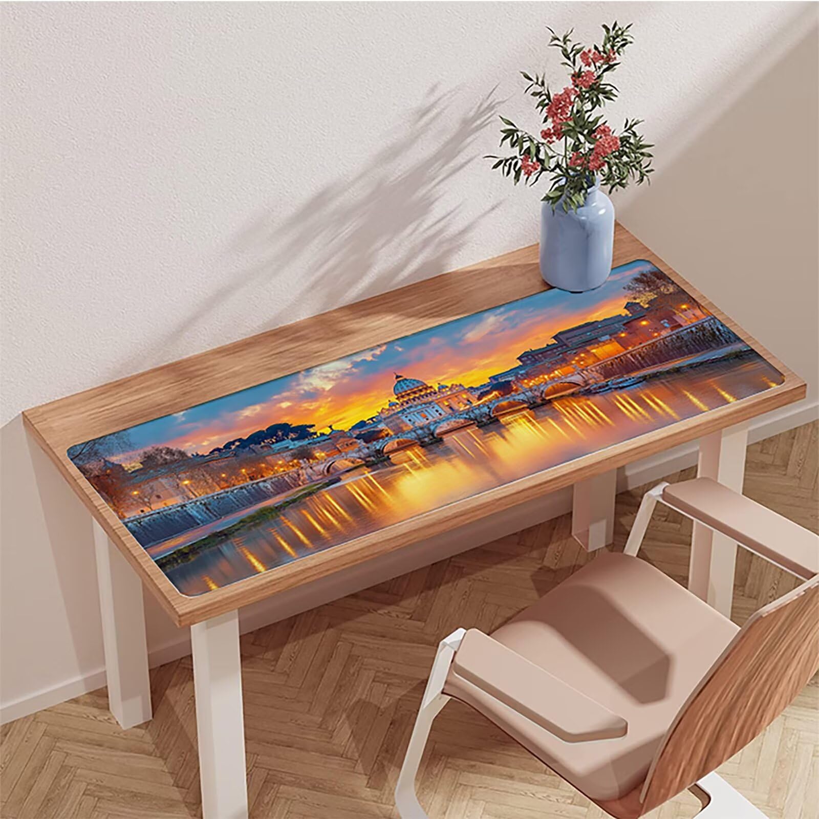 XXL podkładka pod mysz zachód słońca, podkładka pod mysz do gier 1200 x 600 x 3 mm, podkładka na biurko ze zszytymi krawędziami, antypoślizgowa podkładka pod mysz, akcesoria biurkowe, mata do gier