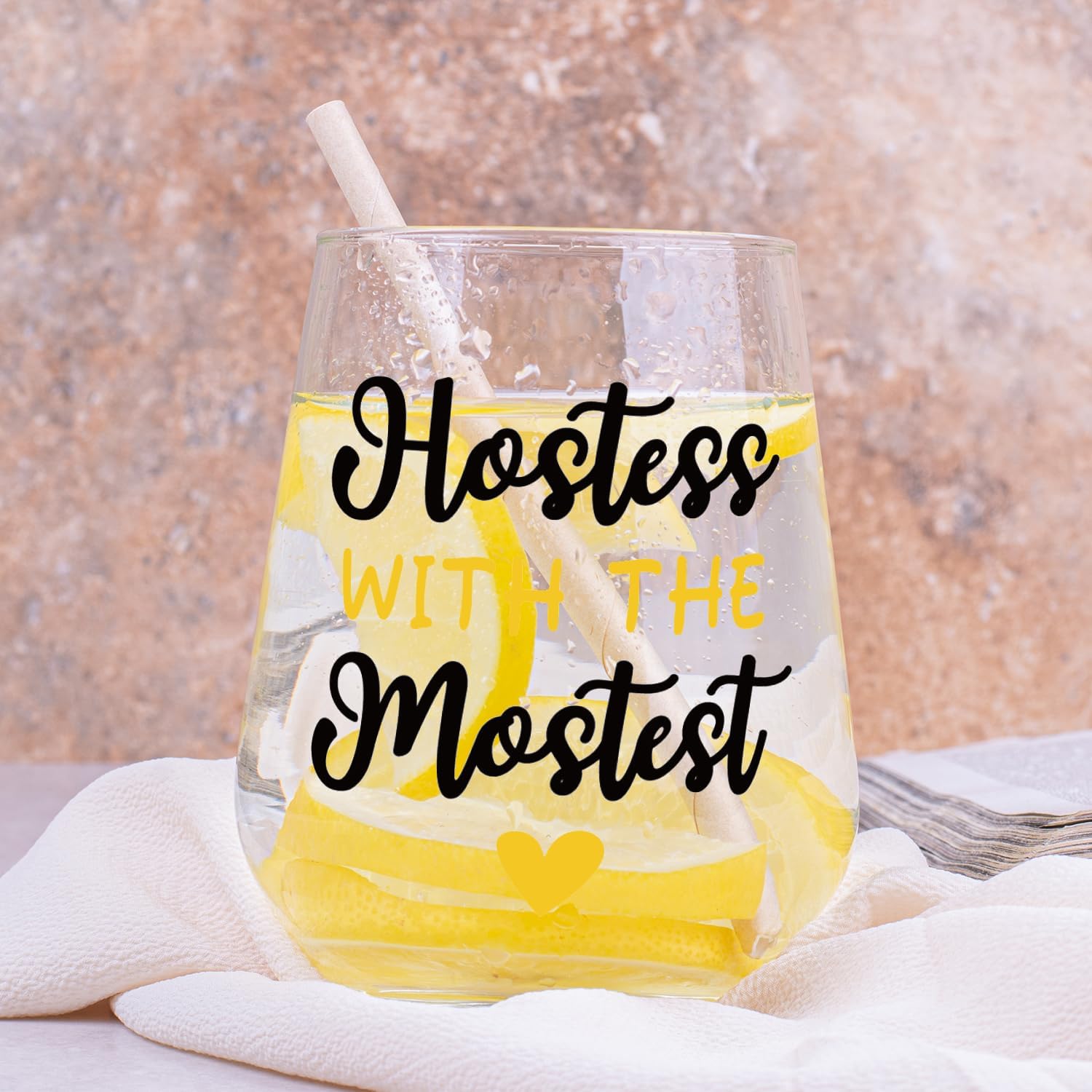 Fatbaby Hostess Gifts Wine Glass,Funny Stemless Wine Glass For Lady of the House Christmas Thank You Gifts Hostess With The Mostest 15 OZ - Image 6