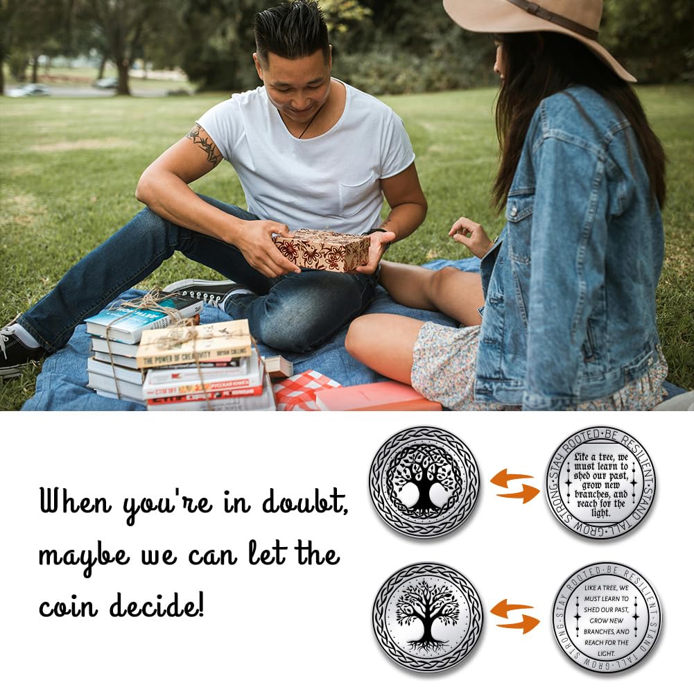 UNICRAFTALE 2Pcs Tree of Life Challenge Coin Yggdrasil Decision Maker Sobriety Coin for Friends Father Commemorative Coins Resurrection Tree of Life Coins Gifts for Women Men - Image 2