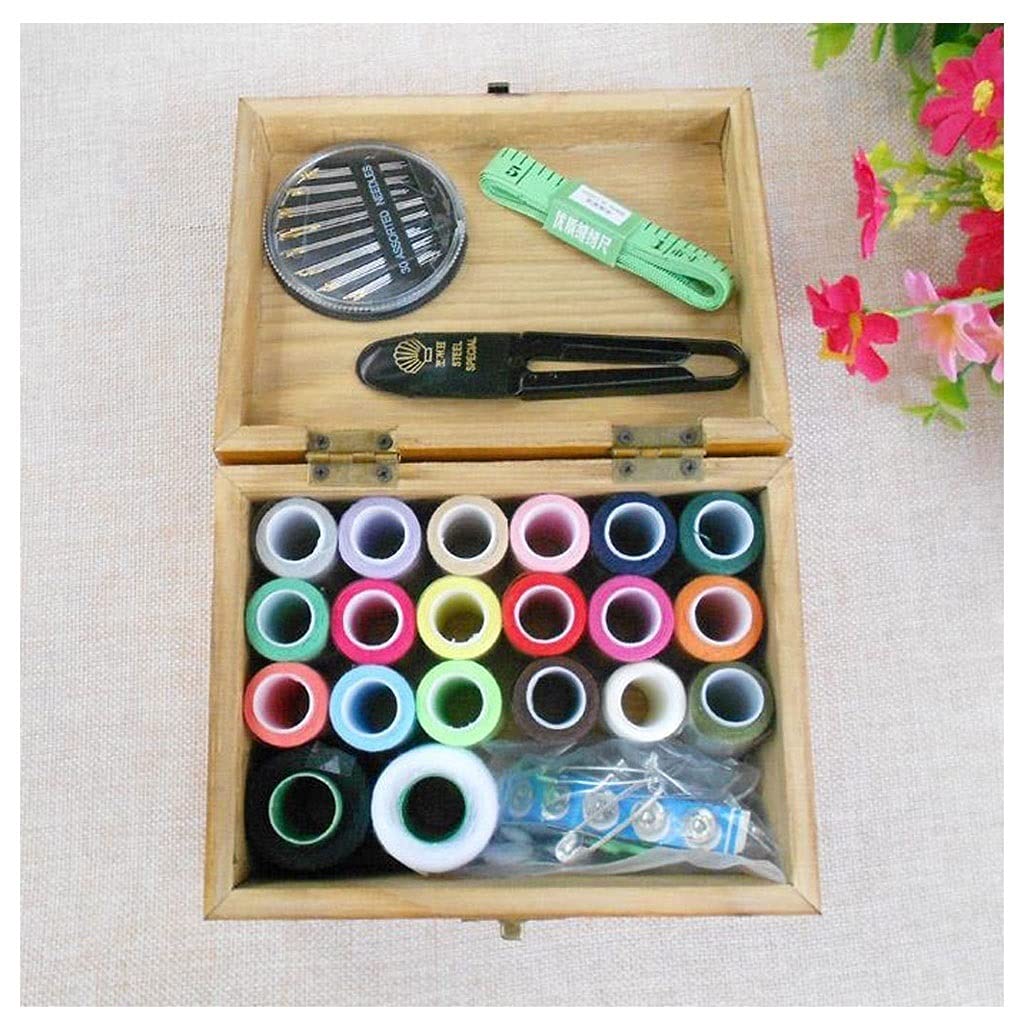 Boîte à aiguille rétro en bois massif et son set de couture de haute précision
