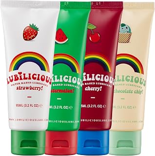 Lubilicious Flavored Lube 4 Pack: Edible Lube & Flavored Lubricants for Privacy Delicious Lubes Variety