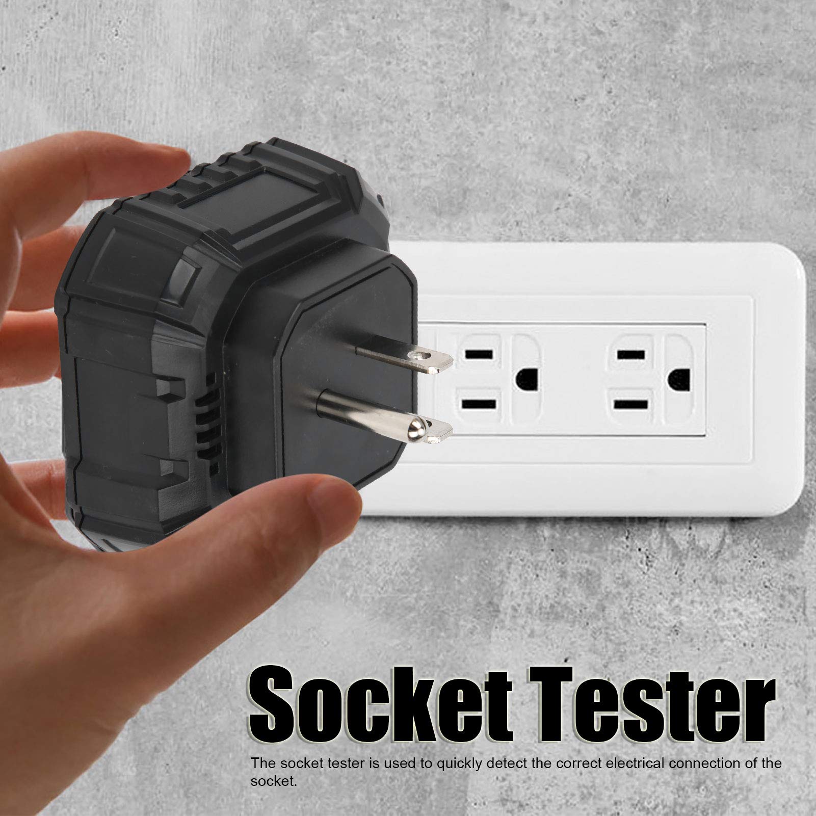 Socket Tester Electrical Tester Multifunctional with LCD Display, Diagnostic Plug, Automatic Circuit Polarity Detection, for Household, Office and Panel Testing