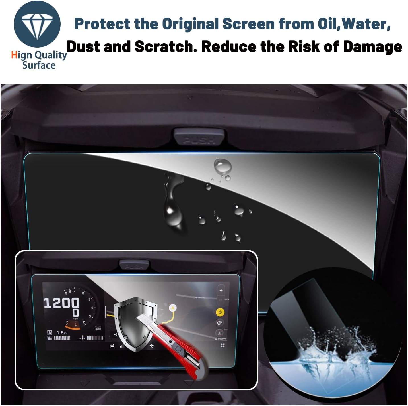 Ruiya Ski-Doo Screen Protector for Ski-Doo 10.25" Display Touch Screen 9HD Anti-glare Scratch Tempered Glass Compatible with 2023 2024 2025 Snowmobile Ski-Doo Accessories