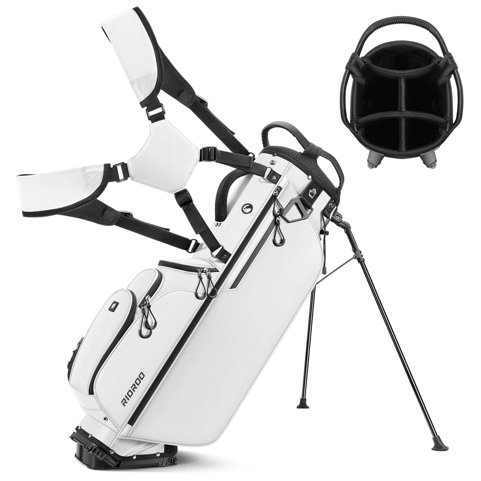 RIOROO Lightweight 8.5" Top Golf Stand Bag with 5 Way Full-Length Dividers, 6 Pockets, Cooler Bag, Dual Padded Straps and Rain Hood, Waterproof Golf Bags for Men Women. — image 1