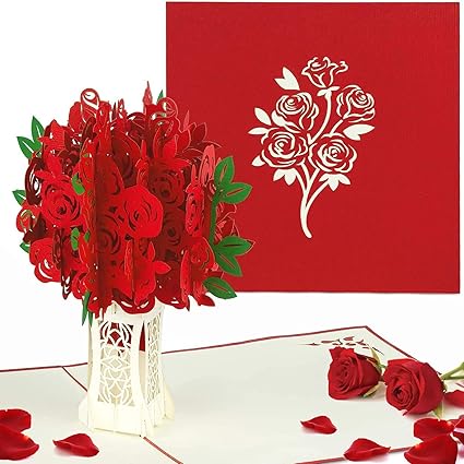 Carte D Amour Romantique Carte De Voeux Invitation Forme De Rose Romantique Mariage Anniversaire Pour La Famille Enfants Amis Amoureux De La Saint Valentin Joyeux Anniversaire Rouge Rose Amazon Fr Fournitures De Bureau