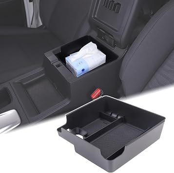 Aunginsy Armrest Box Storage Box Compatible with Nissan Frontier 2022-2025 2026, Pickup Truck Center Console Organizer Tray Armrest Storage Box Secondary Container Insert With Mat Interior Accessories
