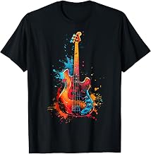 Bass Guitar instrument on colorful painted Bass Guitar T-Shirt