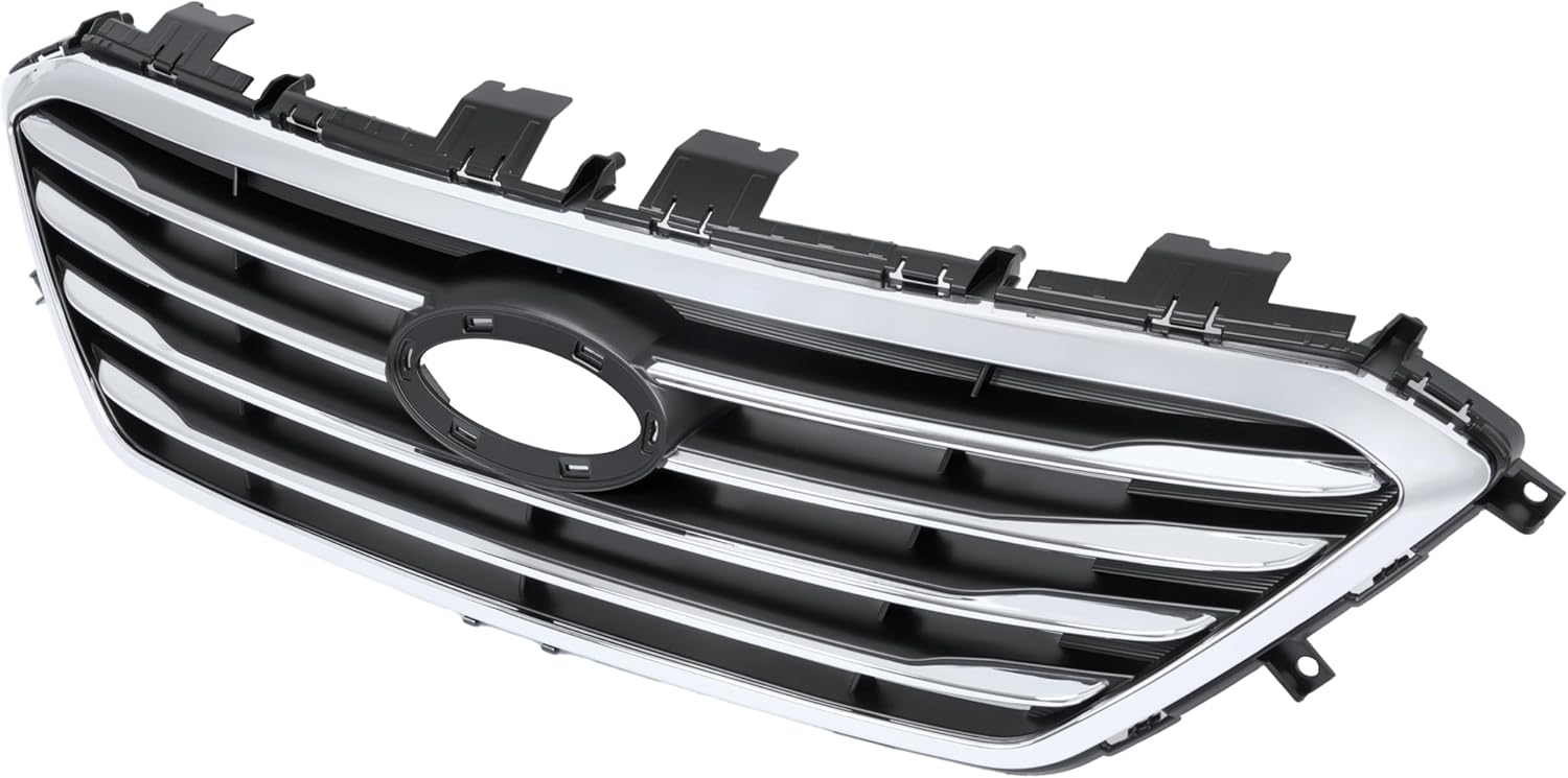 Front Upper Grill Compatible with 2015-2017 Hyundai Sonata Plastic(ABS) Chrome Grille Replacement for 86350-C2000 HY1200174