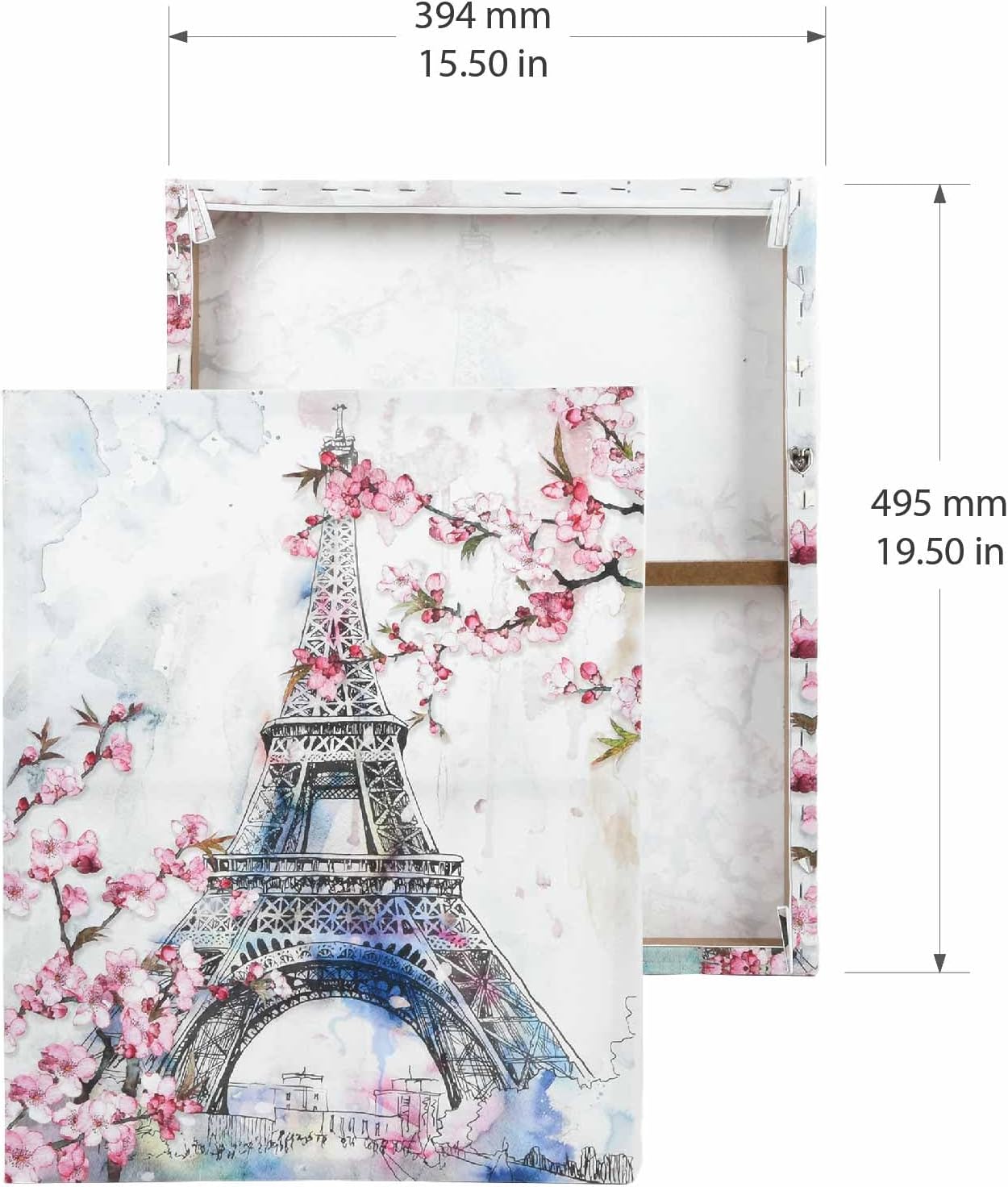 Cherry Blossoms in Paris 16" x 20" Wrapped Canvas Wall Art, Floral Wall Decor for Living Room Bedroom