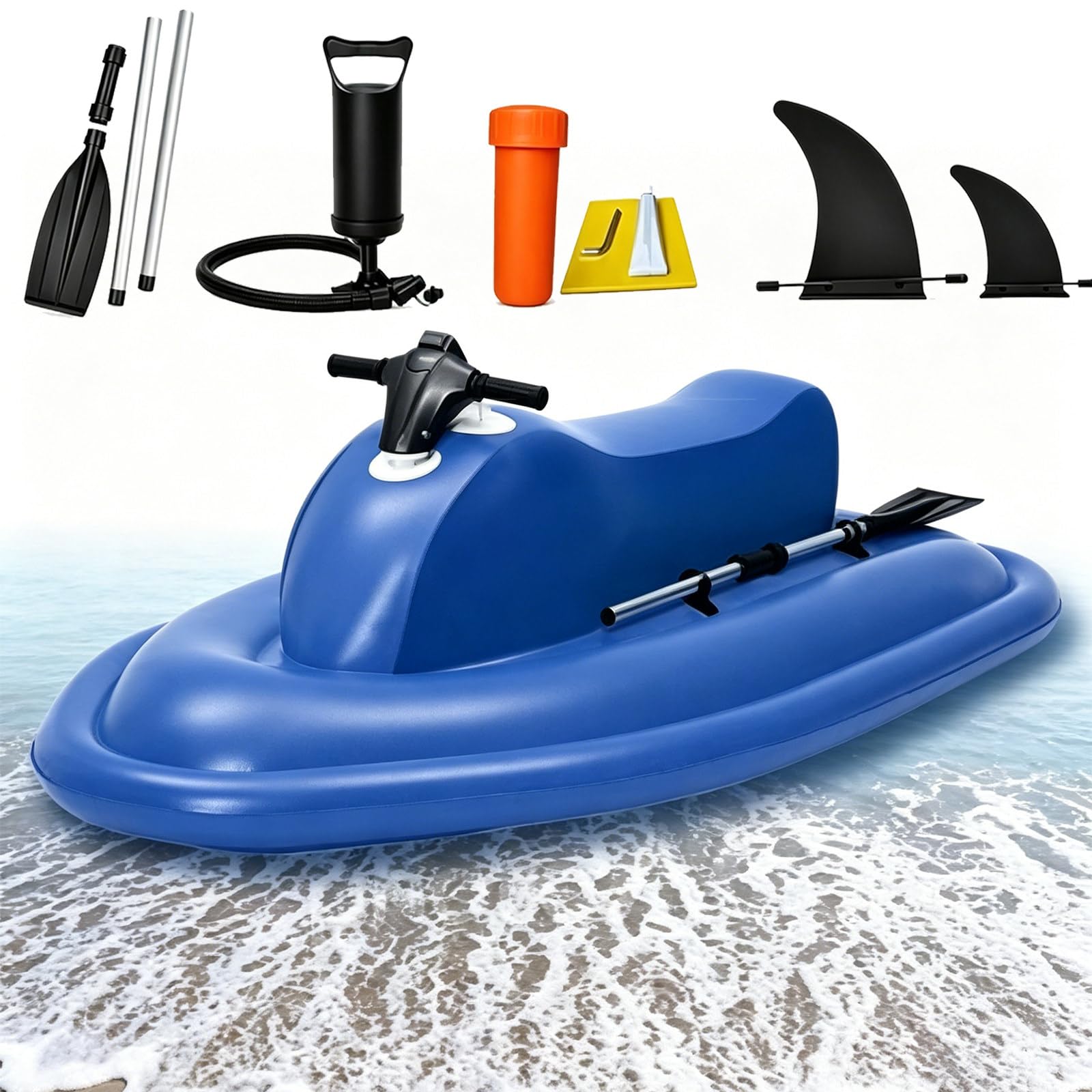Inflatable Jet ski with Motor,Easy Ride Mini Jet Boat for Adults& Kids | 330lb Capacity Blue Motorboat with Optional Scooter | Dual-Fin Safety Design |10-Speed Control & 130Min Runtime Nothruster