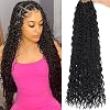 18 Inch Natural Black Senegalese Twist Crochet Hair with Curly Ends 9 Packs Boho Island Twist Crochet Braids Pre-Looped Goddess Twist Crochet Hair for Black Women Braiding Hair Extensions 1B