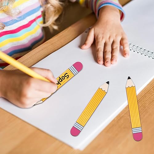 Miniatura 7 de Whaline 101 unidades de lápiz de regreso a la escuela, con nombre con cartón, palitos de nombre para profesores, estudiantes, agrupación para