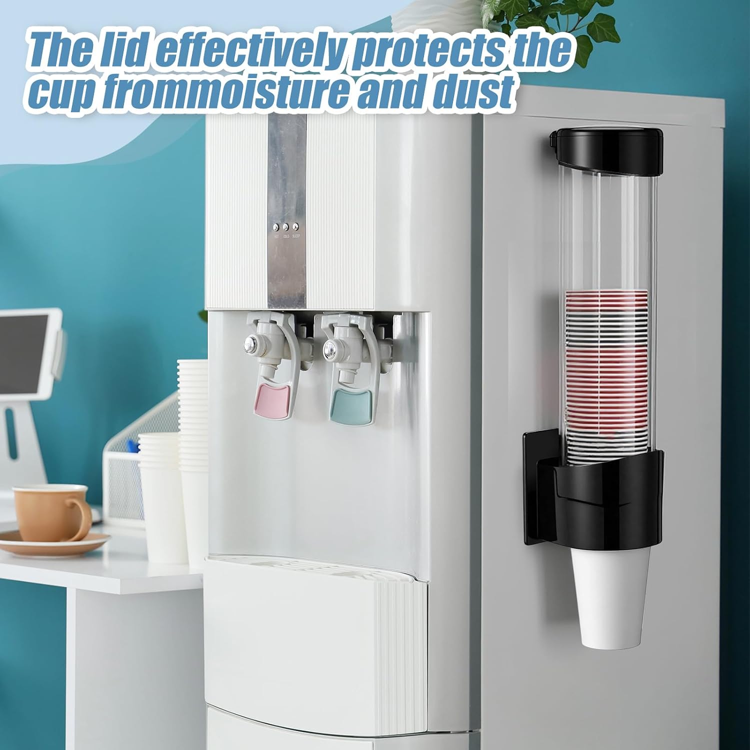 Baderke 2 Pieces Cup Dispenser Pull Type Automatic Remover Fit 7 oz to 12 oz Plastic Water Machine Cup Holder Wall Mount Bathroom Home Office Hospital (Stylish)