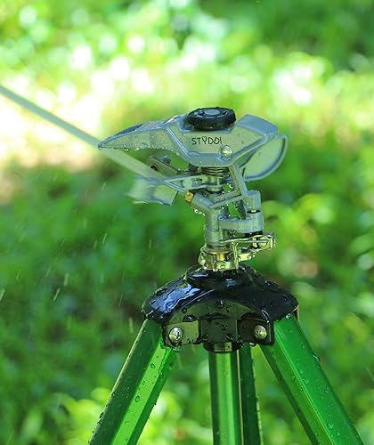 Miniatura 5 de STYDDI Cabezal de rociador de impacto de metal, cabezal de rociador de agua pulsante de aleación de zinc con rosca NPT de 1/2 pulgada, cabezal de