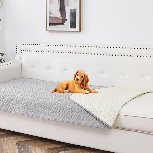 Miniatura 1 de Tuffeel Manta impermeable para perro, funda antideslizante para sofá y cama, protector de muebles de perros, lavable, 30 x 70 pulgadas, gris claro