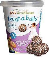 TREAT-A-BALLS Peanut Butter Banana Blueberry Dog Treats - Soft Grain-Free Low-Calorie Natural Healthy Snacks for All Dogs 18pk